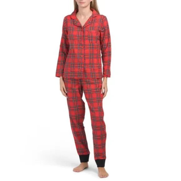 NWT TELLURIDE CLOTHING COMPANY Flannel Tartan Notch PajamaSet With Joggers 261no